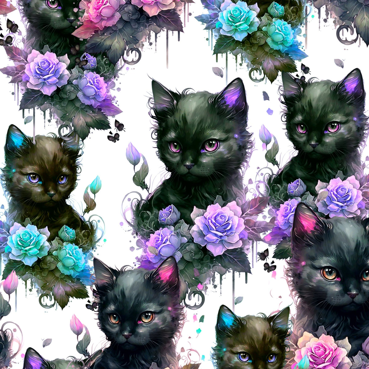 Picture of Watercolour cats pre order fabrics - KP Fabrics