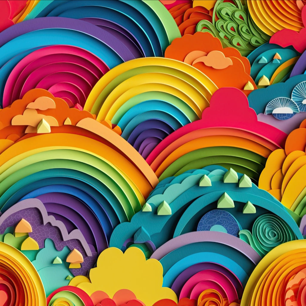 Rainbow fabric 3d paper quilling