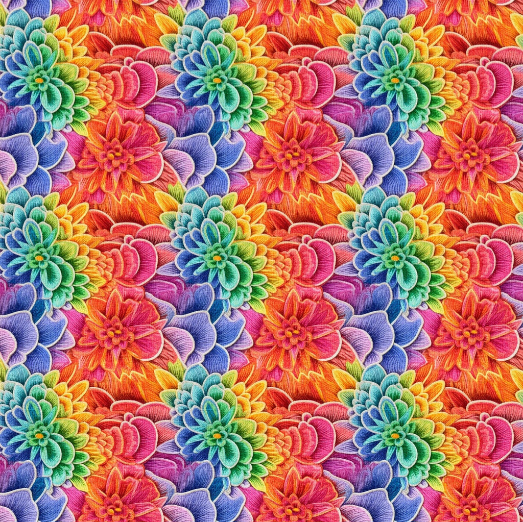 Rainbow flowers embroidery