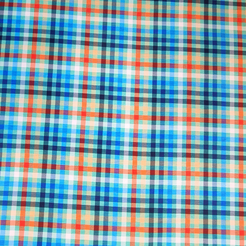 Blue check jersey - Kids Print Fabrics