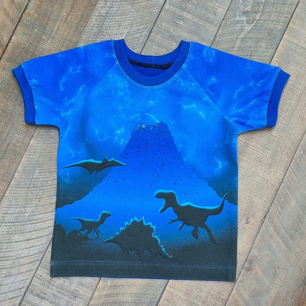 Dinosaurs blue panel child - Kids Print Fabrics