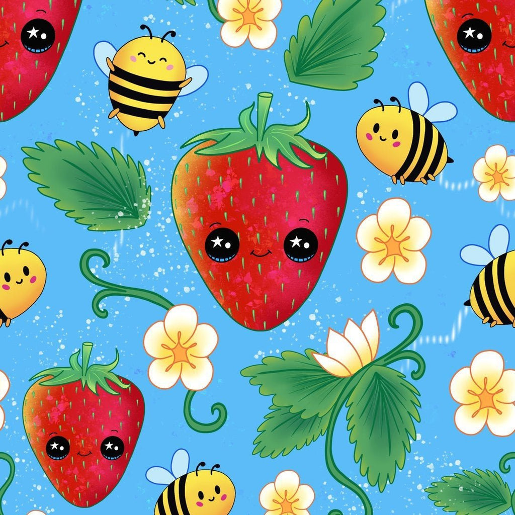 Friendly strawberries EXCLUSIVE - Kids Print Fabrics