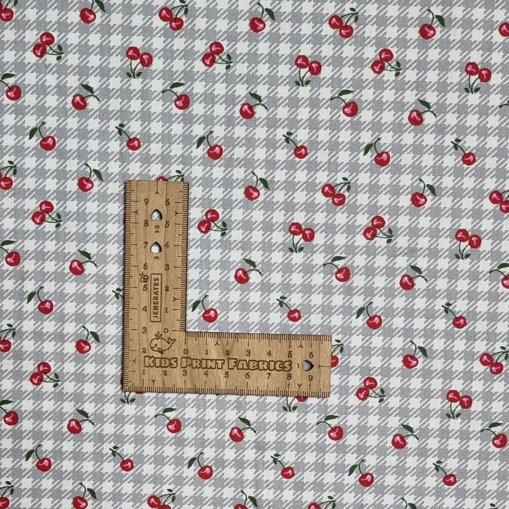 Grey Cherries cotton - Kids Print Fabrics