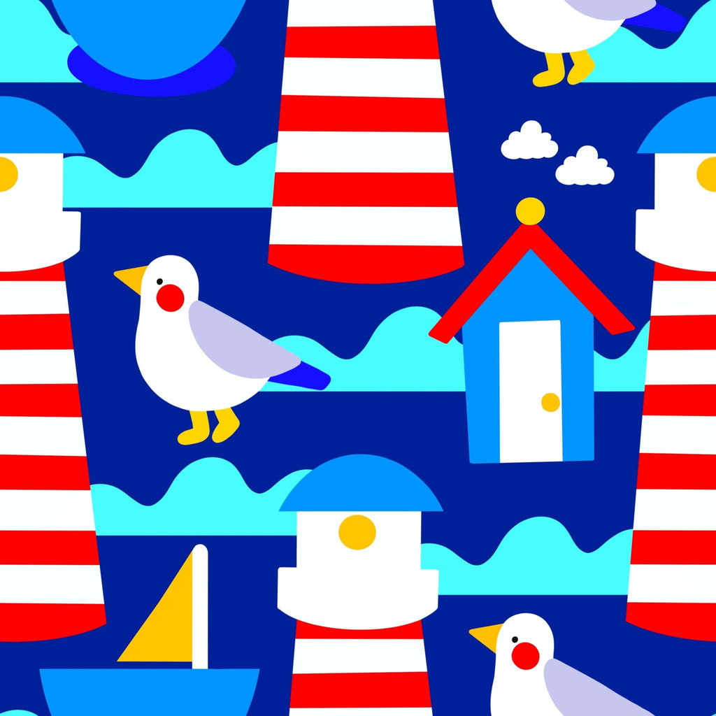 Lighthouse & Seagull - Kids Print Fabrics