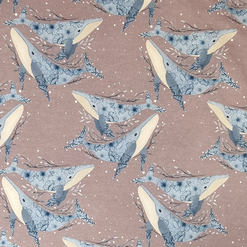 Mauve whales EXCLUSIVE - Kids Print Fabrics