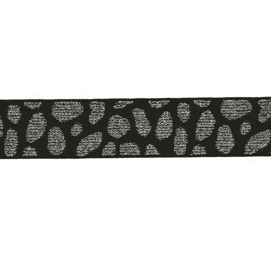 Silver leopard glitter waistband elastic - Kids Print Fabrics