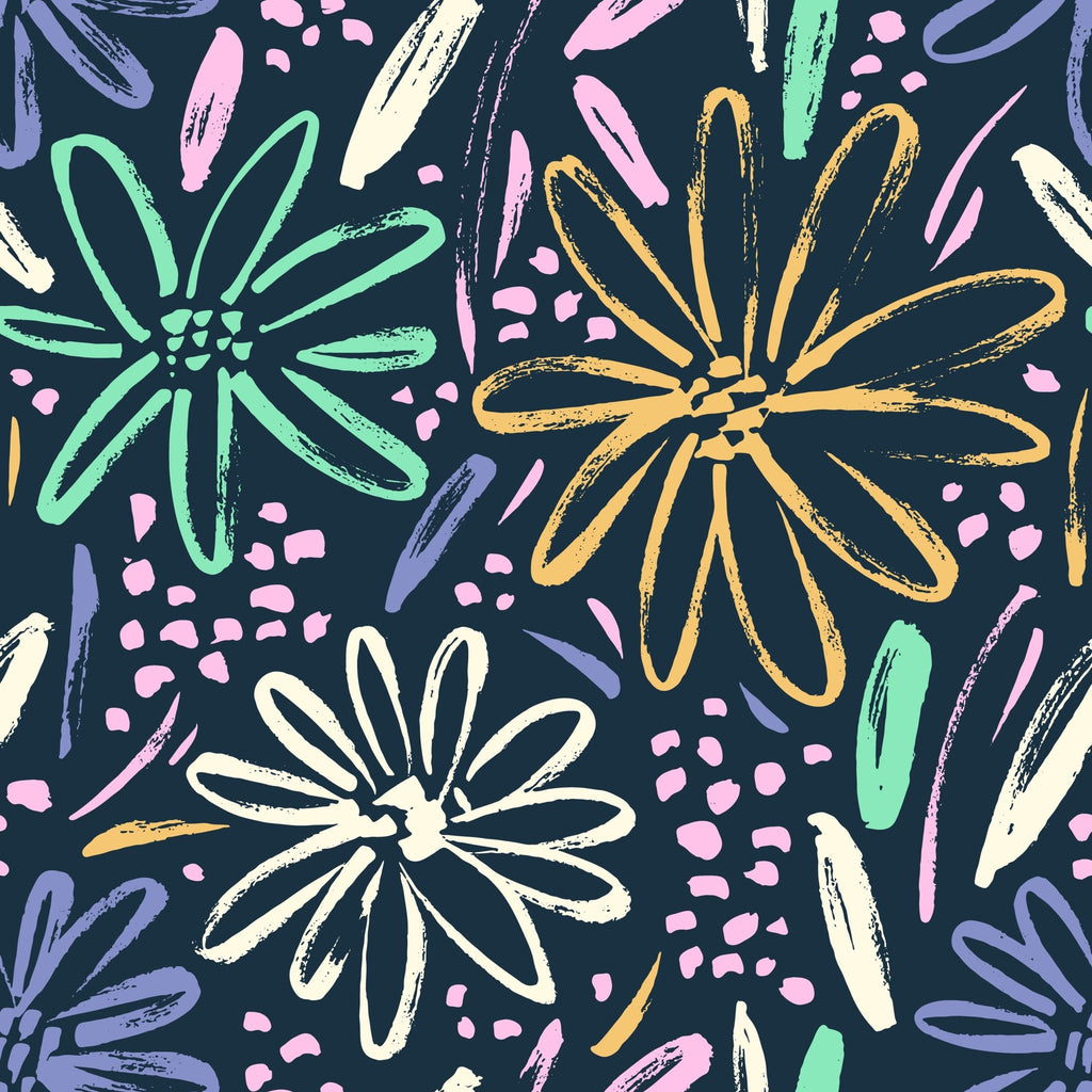 Sketchy Flowers - Kids Print Fabrics